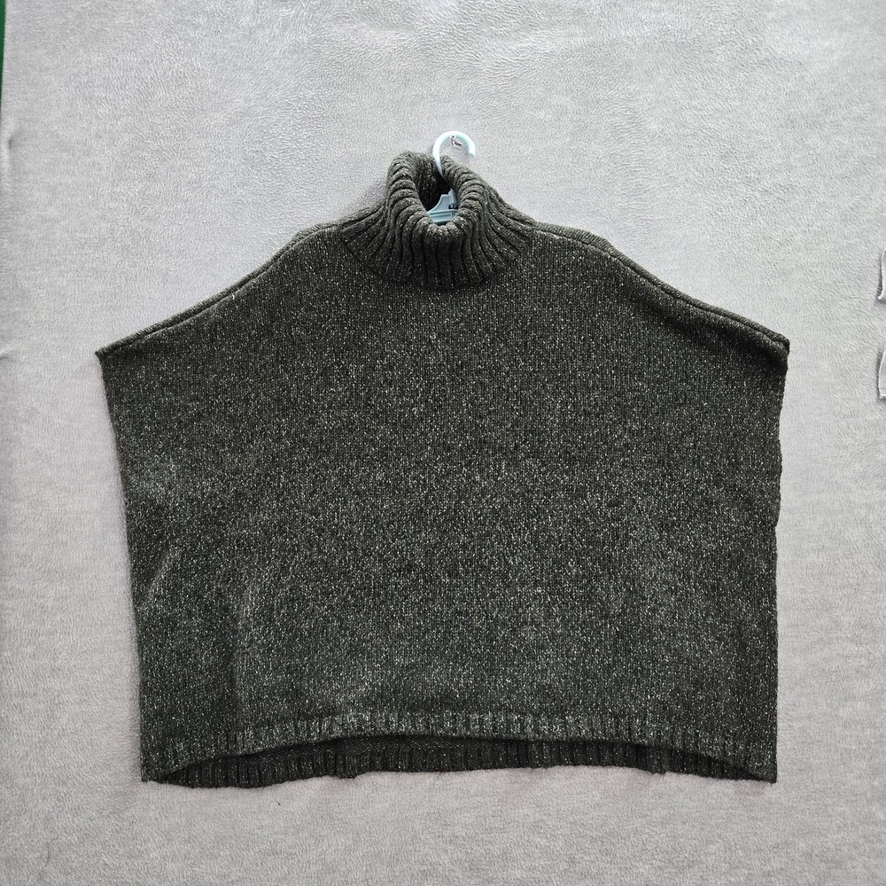 LOFT Women Sweater M Green Acrylic Cotton Nylon Poncho Sleeveless NWT